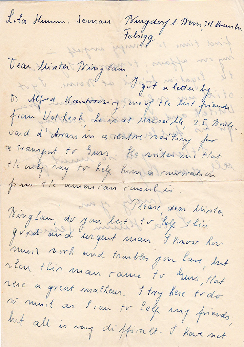 letter to Harry from Lila Hunan-Sernan