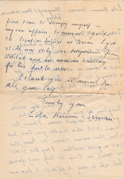 letter to Harry from Lila Hunan-Sernan