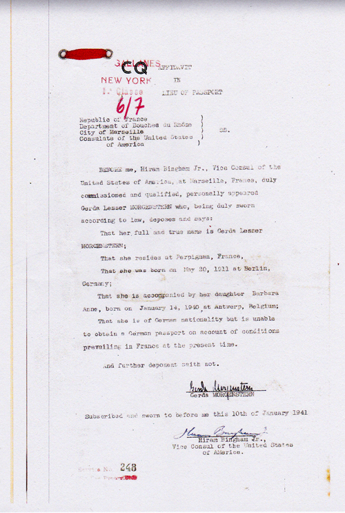 Gerda & Barbara Morgansgtern AFFIDAVIT IN LIEU OF PASSPORT